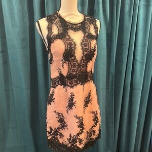 TOPSHOP Pale Pink and Black Lace Dress- size 8- worn only once